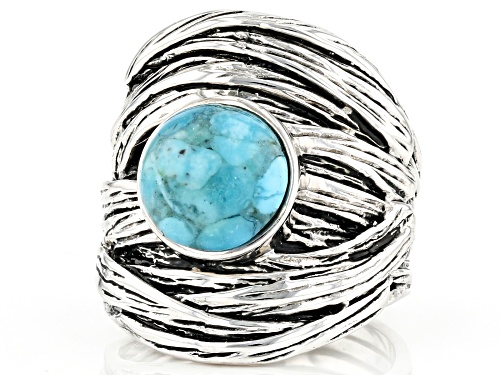 Blue Turquoise Rhodium Over Sterling Silver Ring 2.10CTW - Size 7