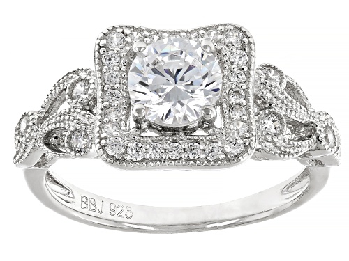 Bella Luce ® 2.10CTW White Diamond Simulant Rhodium Over Sterling Silver Ring With Bands - Size 7