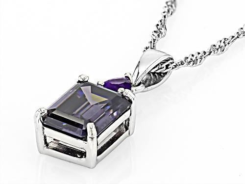 Purple Strontium Titanate and Amethyst Accent Rhodium Over Sterling Silver Pendant