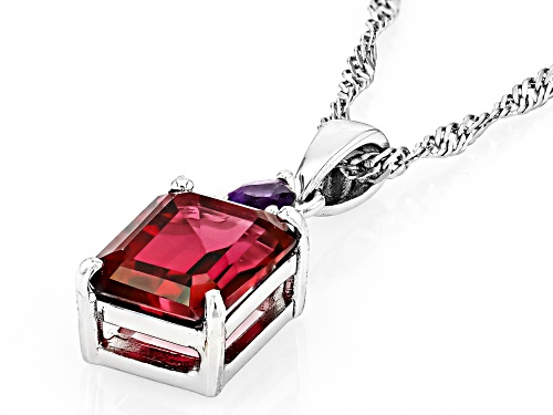 Peony Topaz and Amethyst Accent Rhodium Over Sterling Silver Pendant