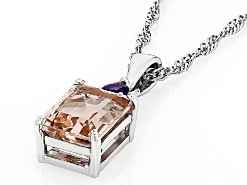 Morganite and Amethyst Accent Rhodium Over Sterling Silver Pendant