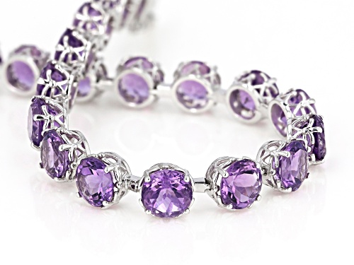 African Amethyst Round 7mm Rhodium Over Sterling Silver Bracelet 7.25'' 21.95Ctw - Size 7.25