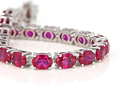 Lab Created Ruby Rhodium Over Sterling Silver Tennis Bracelet 28.50Ctw - Size 7.25