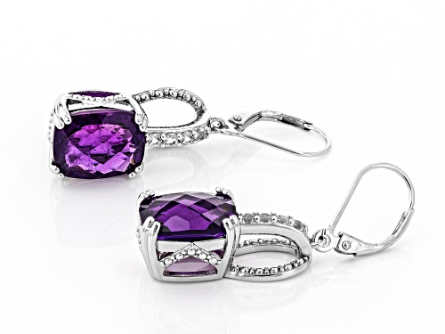Purple Amethyst Rhodium Over Sterling Silver Earrings 8.45CTW