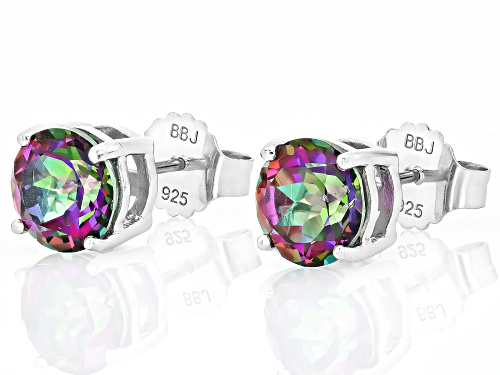 Mystic Topaz Rhodium over Sterling Silver Stud Earrings 4.25CTW