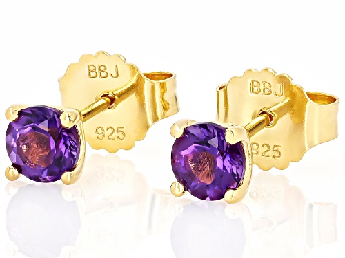 Purple Amethyst 18K Yellow Gold Over Sterling Silver Stud Earrings 0.85CTW