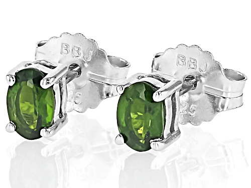 Chrome Diopside Rhodium Over Sterling Silver Stud Earrings 0.80Ctw