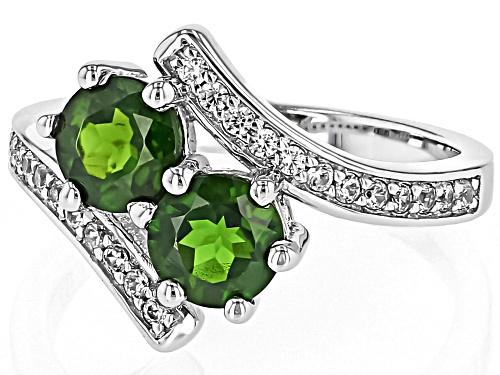 Chrome Diopside & White Zircon Rhodium Over Sterling Silver Ring 1.80Ctw - Size 8