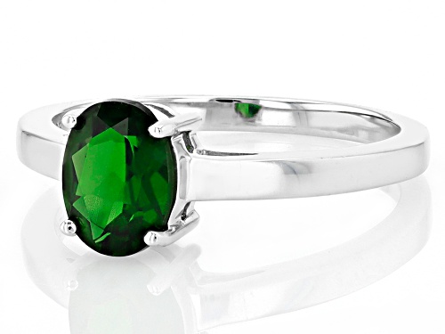 Russian Chrome Diopside Rhodium Over Sterling Silver Solitaire Ring 1.10Ctw - Size 8