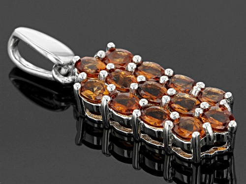 Exotic Jewelry Bazaar™ 1.93ctw Oval Mandarin Garnet Sterling Silver Cluster Pendant