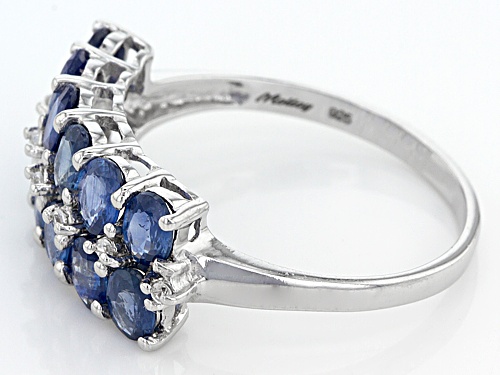 Exotic Jewelry Bazaar™ 2.72ctw Oval Kanchanaburi Sapphire And Zircon Sterling Silver Band Ring - Size 8
