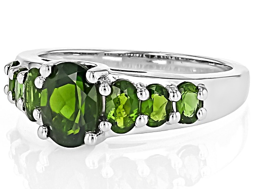Chrome Diopside Oval 8x6mm Rhodium Over Sterling Silver Ring 2.12ctw - Size 9