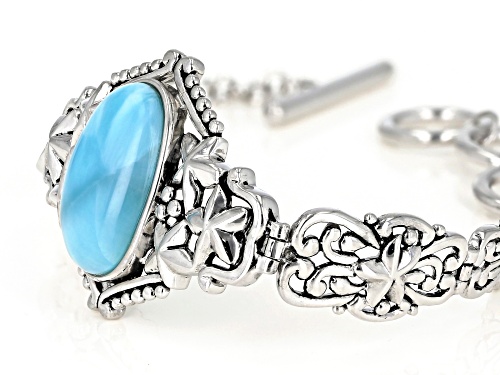 Larimar Rhodium Over Sterling Silver Bracelet 14CTW - Size 7.25