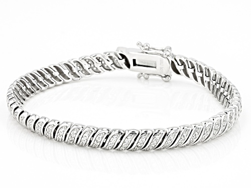 1.73ctw Round White Zircon Rhodium Over Sterling Silver Bracelet - Size 7.25