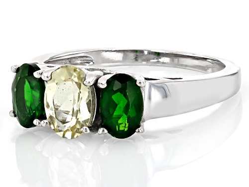 Yellow Apatite & Chrome Diopside Sterling Silver Ring - Size 9