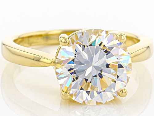 4.60CT ROUND LAB CREATED STRONTIUM TITANATE 18K YELLOW GOLD OVER STERLING SILVER SOLITAIRE RING - Size 7