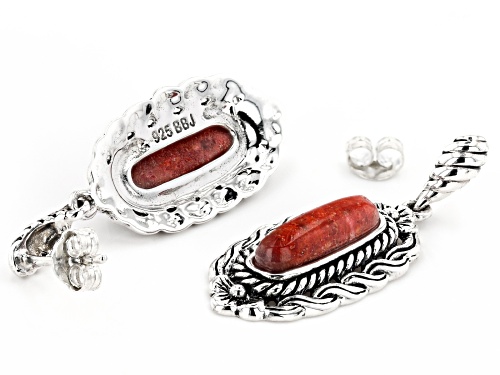 Red Coral Sterling Silver Earrings