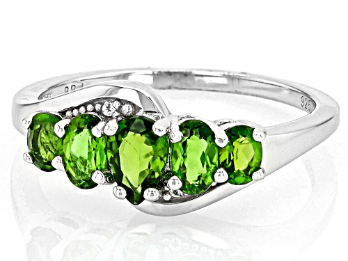 Chrome Diopside Pear 6x4mm and White Topaz Sterling Silver Ring 1.11ctw - Size 7