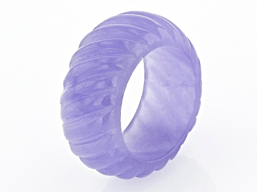 Purple Carved Jade Band Ring - Size 10