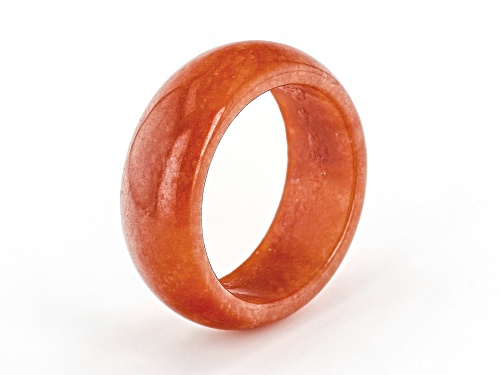 Red Jade Band Ring - Size 8
