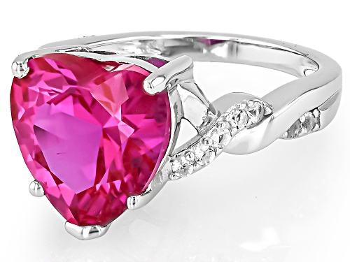 Jewelry Ring New Sterling Silver Lab-Created Pink Sapphire Rodium Size 8 store