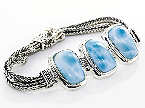 Larimar Fancy 18x11mm Sterling Silver Bracelet - Size 7.25