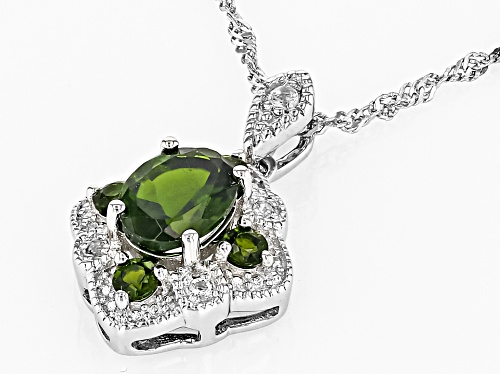 Chrome Diopside & White Topaz Rhodium Over Sterling Silver Pendant with Chain 2.40Ctw