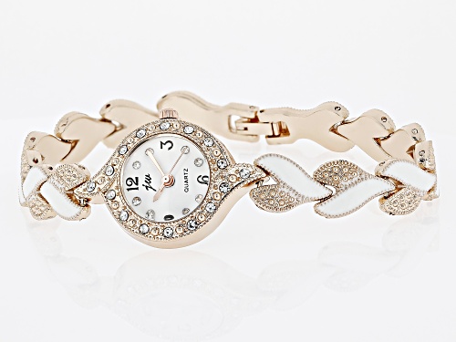 Crystal Ladies WatchRose Tone Over Stainless Steel