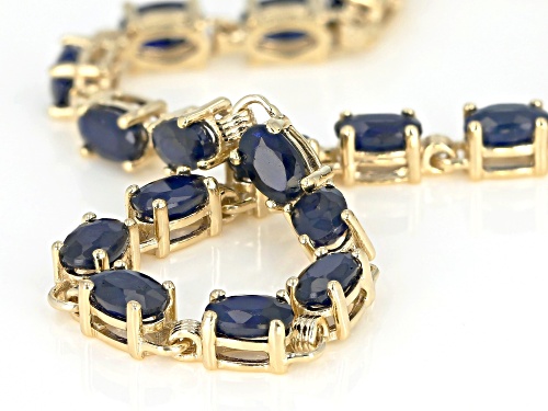 6.16CTW OVAL BLUE SAPPHIRE 18K YELLOW GOLD OVER STERLING SILVER BRACELET - Size 8