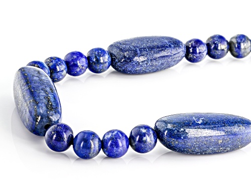 Free-Form And Round Lapis Lazuli Bolo Style Necklace - Size 20