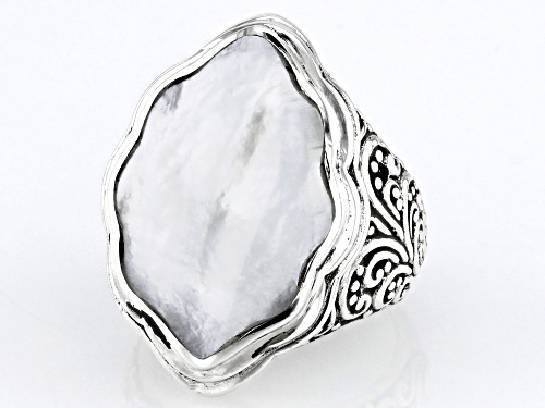 Artisan Collection of Bali™ 23x19mm White Mother-of-Pearl Sterling Silver Filigree Ring - Size 6
