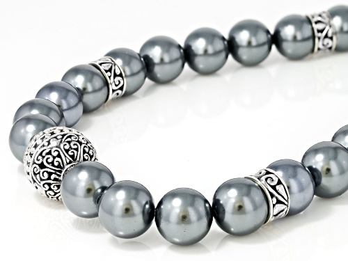 Artisan Collection of Bali™ Gray Shell Pearl Sterling Silver Station Necklace 11.5-12mm - Size 18