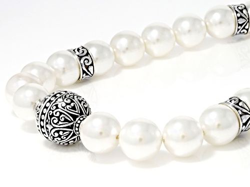 Artisan Collection of Bali™ White Shell Pearl Sterling Silver Station Necklace 11.5-12mm - Size 18