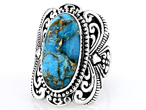 Artisan Collection of Bali™ 10x20mm Blue Mohave Turquoise Sterling Silver Ring - Size 6