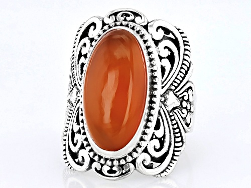 Artisan Collection of Bali™ 20x10mm Carnelian Sterling Silver Solitaire Ring - Size 6