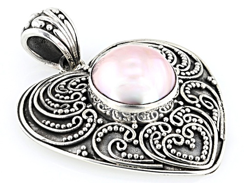 Artisan Collection of Bali™ 15-16mm Pink Cultured Mabe Pearl Sterling Silver Heart Pendant