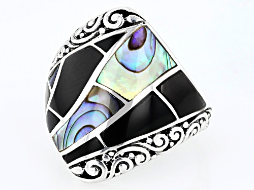 Artisan Collection of Bali™ Abalone Shell & Black Mother-of-Pearl Sterling Silver Ring - Size 6