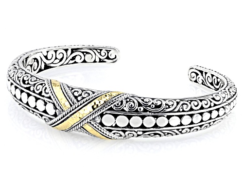 Artisan Collection of Bali™ Sterling Silver & 18K Yellow Gold Crossover Cuff Bracelet - Size 6.75