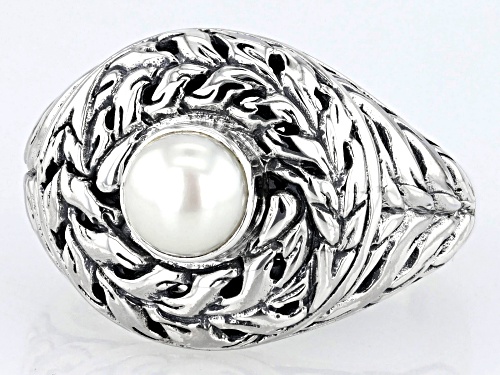 Artisan Collection of Bali™ 5.5-6.5mm Cultured Freshwater Pearl Sterling Silver Swirl Ring - Size 10