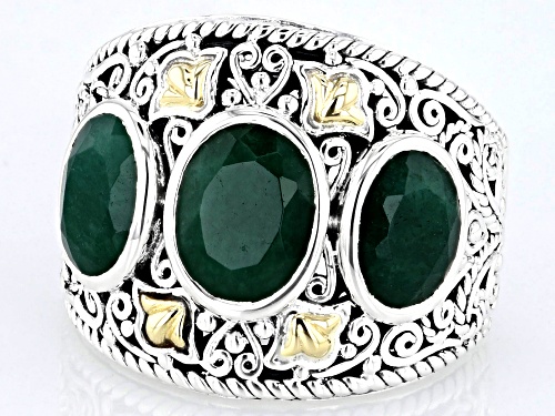 Artisan Collection of Bali™ 2.74ctw Green Beryl 3-Stone Sterling Silver Band Ring - Size 7