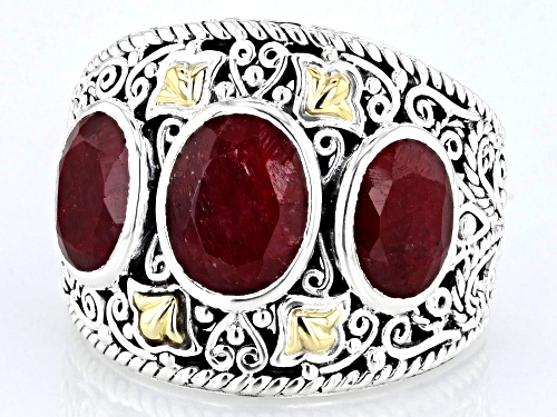 Artisan Collection of Bali™ 5.10ctw Red Corundum 3-Stone Sterling Silver Band Ring - Size 10