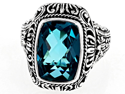 Artisan Collection of Bali™ 5.00ct Paraiba Color Quartz Doublet Sterling Silver Ring - Size 6