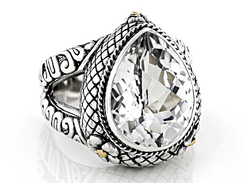 Artisan Collection of Bali™ 8.24ct White Topaz Sterling Silver with 18K Gold Accents Ring - Size 8