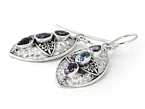 Artisan Collection of Bali™ 1.20ctw Amethyst & 0.84ctw Swiss Blue Topaz Sterling Silver Earrings
