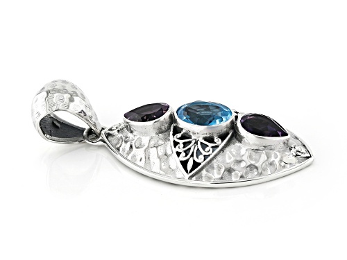 Artisan Collection of Bali™ 1.10ctw Amethyst & 1.06ct Swiss Blue Topaz Sterling Silver Pendant