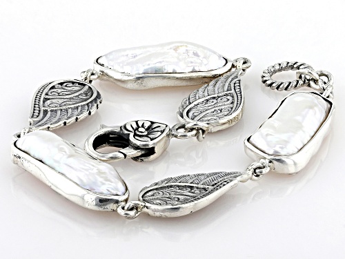 Artisan Collection of Bali™ White Cultured Freshwater Pearl Sterling Silver Angel Wing Bracelet - Size 7.5