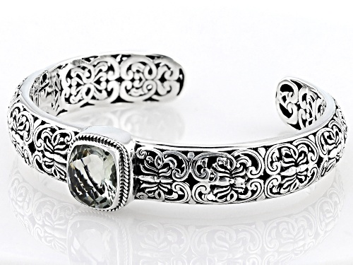 Artisan Collection of Bali™ 4.06ct Prasiolite Sterling Silver Cuff Bracelet - Size 6.75