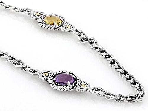 Artisan Collection of Bali™ 7.33ctw Multi-Gemstone Sterling Silver Station Necklace - Size 22