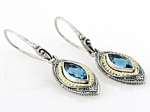 Artisan Collection of Bali™ 2.46ctw Blue Topaz Sterling Silver & 18K Gold Accent Earrings