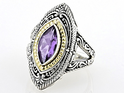 Artisan Collection of Bali™ 1.48ct Amethyst Sterling Silver & 18K Gold Accent Ring - Size 7